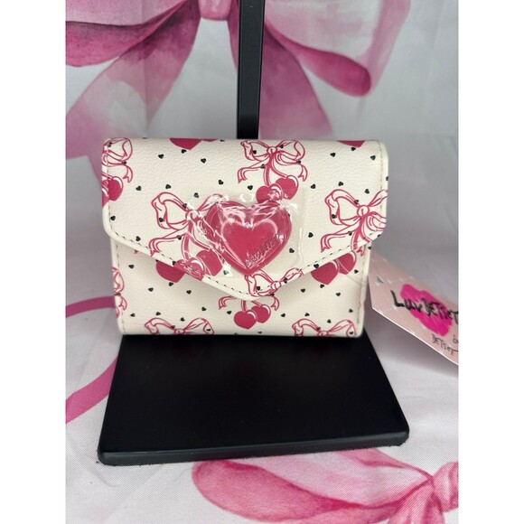Betsey Johnson Pink bow Cherry Shoulder Bag and Wallet - Picture 7 of 9